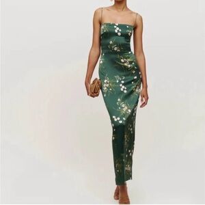 Reformation Green Floral Maxi Dress